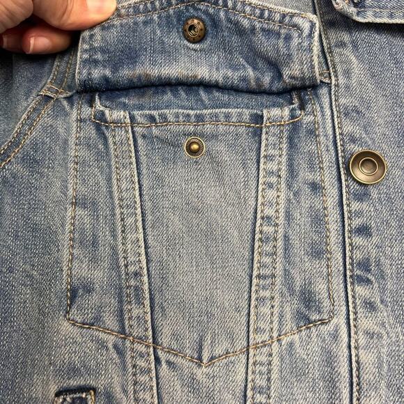 Free People Denim Trucker Jacket Womens Small Blue Double Breasted Blue - Picture 6 of 10